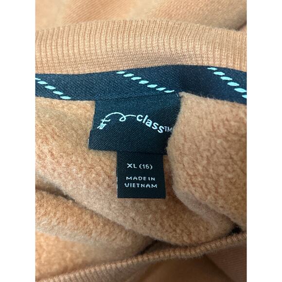 Art Class Women's Orange Smiley Fleece Crew Long Sleeve Sweatshirt Top Size XL - Picture 4 of 5